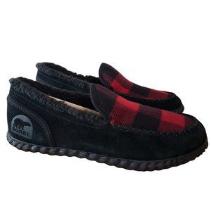 Sorel Dude Moc Suede Red Buffalo Plaid Moccasin 7.5